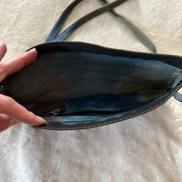 BED|STU Arena Leather Blue and Green Crossbody Bag - Picture 4 of 5